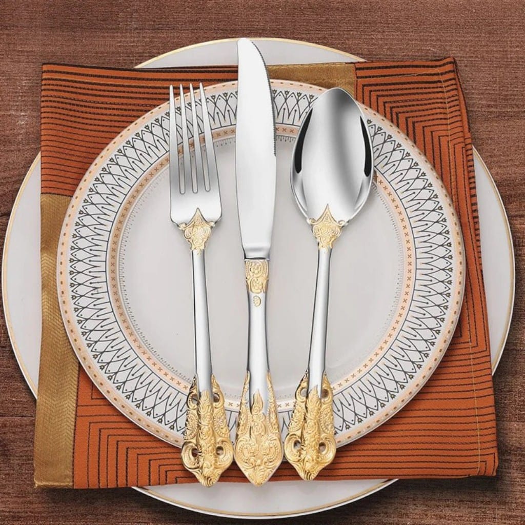 Ornate Stainless Steel Cutlery Set – Classic Elegant Dining Boldenn