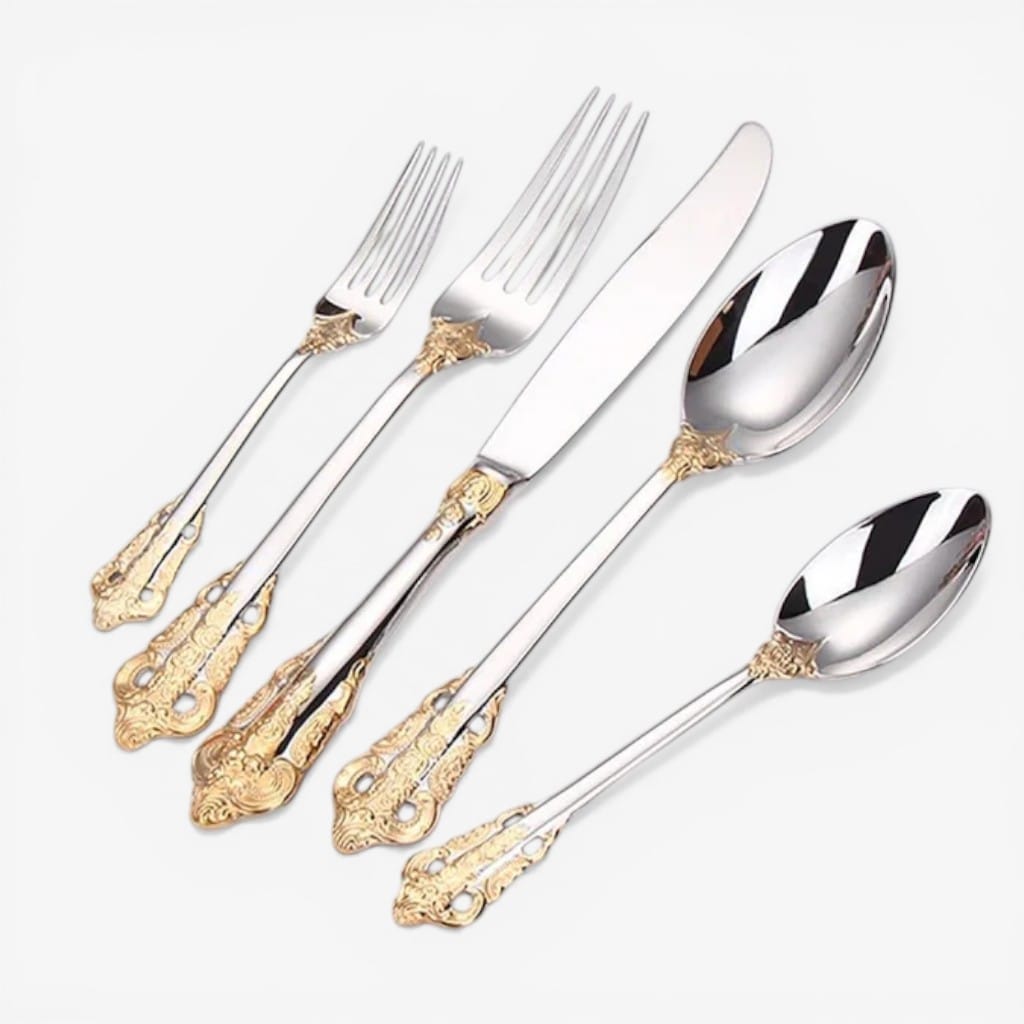 Ornate Stainless Steel Cutlery Set – Classic Elegant Dining Boldenn