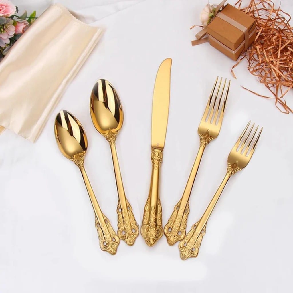 Ornate Stainless Steel Cutlery Set – Classic Elegant Dining Boldenn