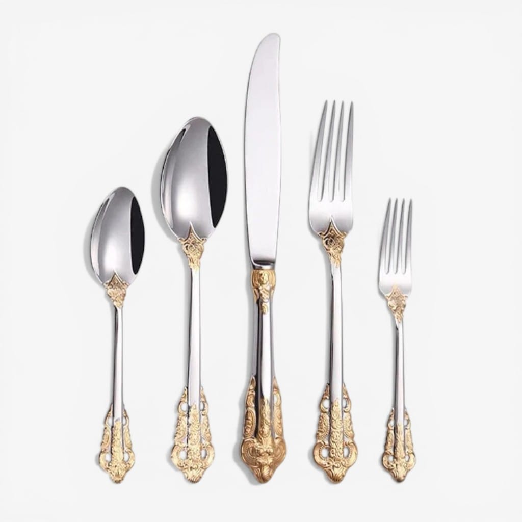 Ornate Stainless Steel Cutlery Set – Classic Elegant Dining Boldenn
