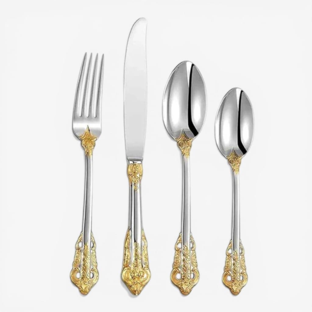 Ornate Stainless Steel Cutlery Set – Classic Elegant Dining Boldenn