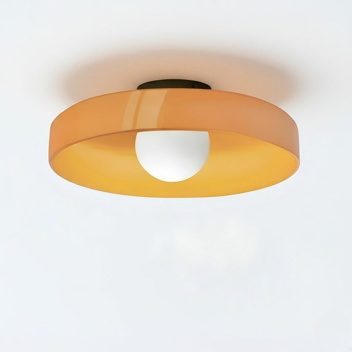 Round Glossy Glass Bauhaus Ceiling Light