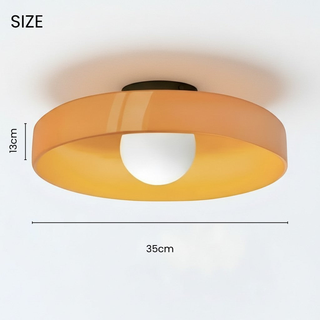 Round Glossy Glass Bauhaus Ceiling Light