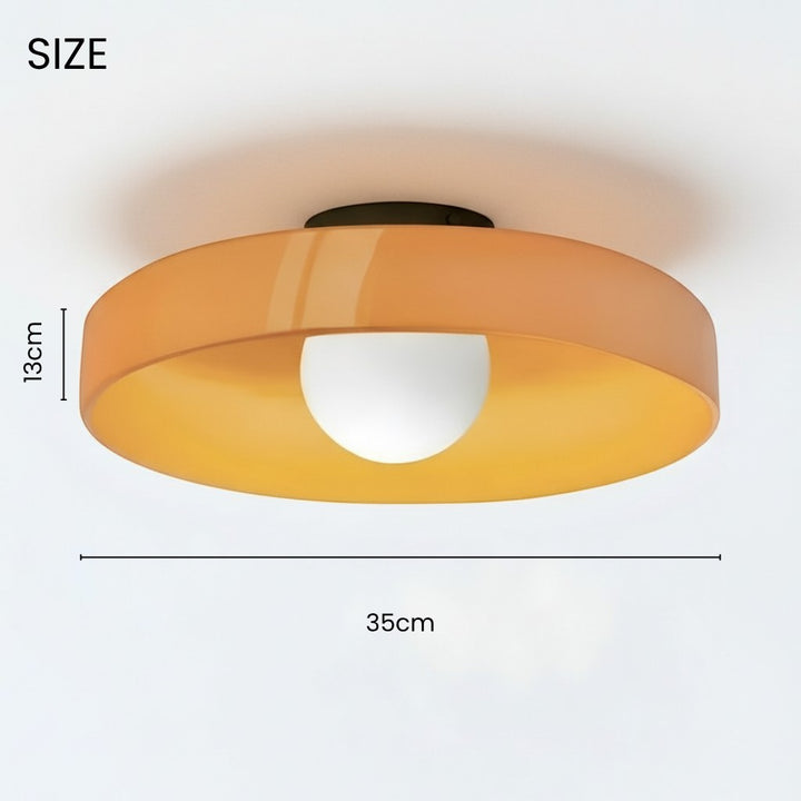 Round Glossy Glass Bauhaus Ceiling Light