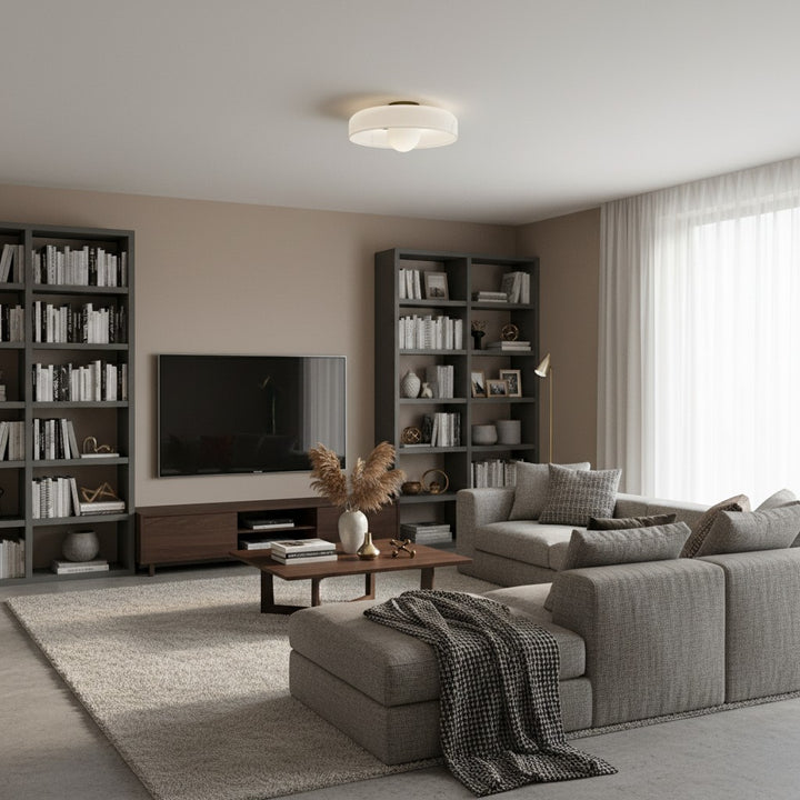 Round Glossy Glass Bauhaus Ceiling Light