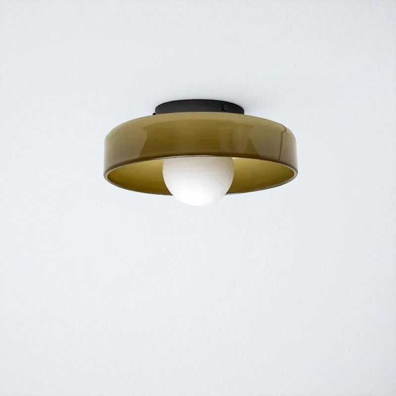 Round Glossy Glass Bauhaus Ceiling Light
