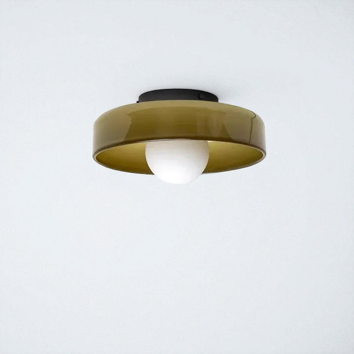 Round Glossy Glass Bauhaus Ceiling Light