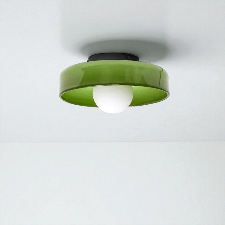Round Glossy Glass Bauhaus Ceiling Light