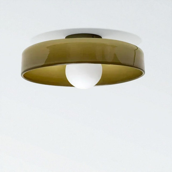 Round Glossy Glass Bauhaus Ceiling Light