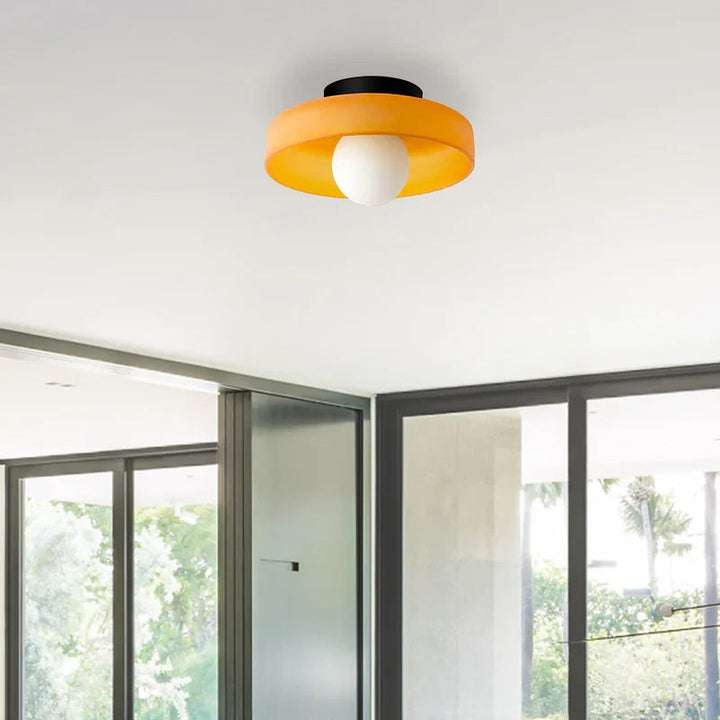Round Glossy Glass Bauhaus Ceiling Light