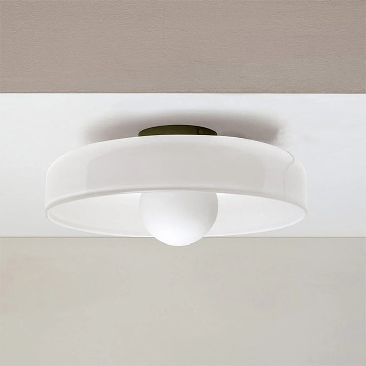 Round Glossy Glass Bauhaus Ceiling Light