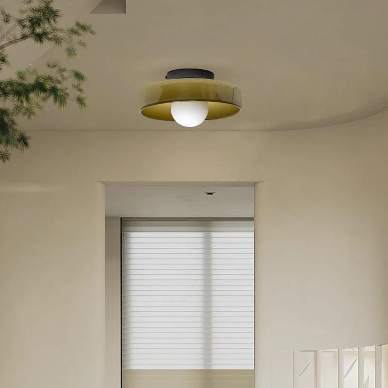 Round Glossy Glass Bauhaus Ceiling Light Boldenn