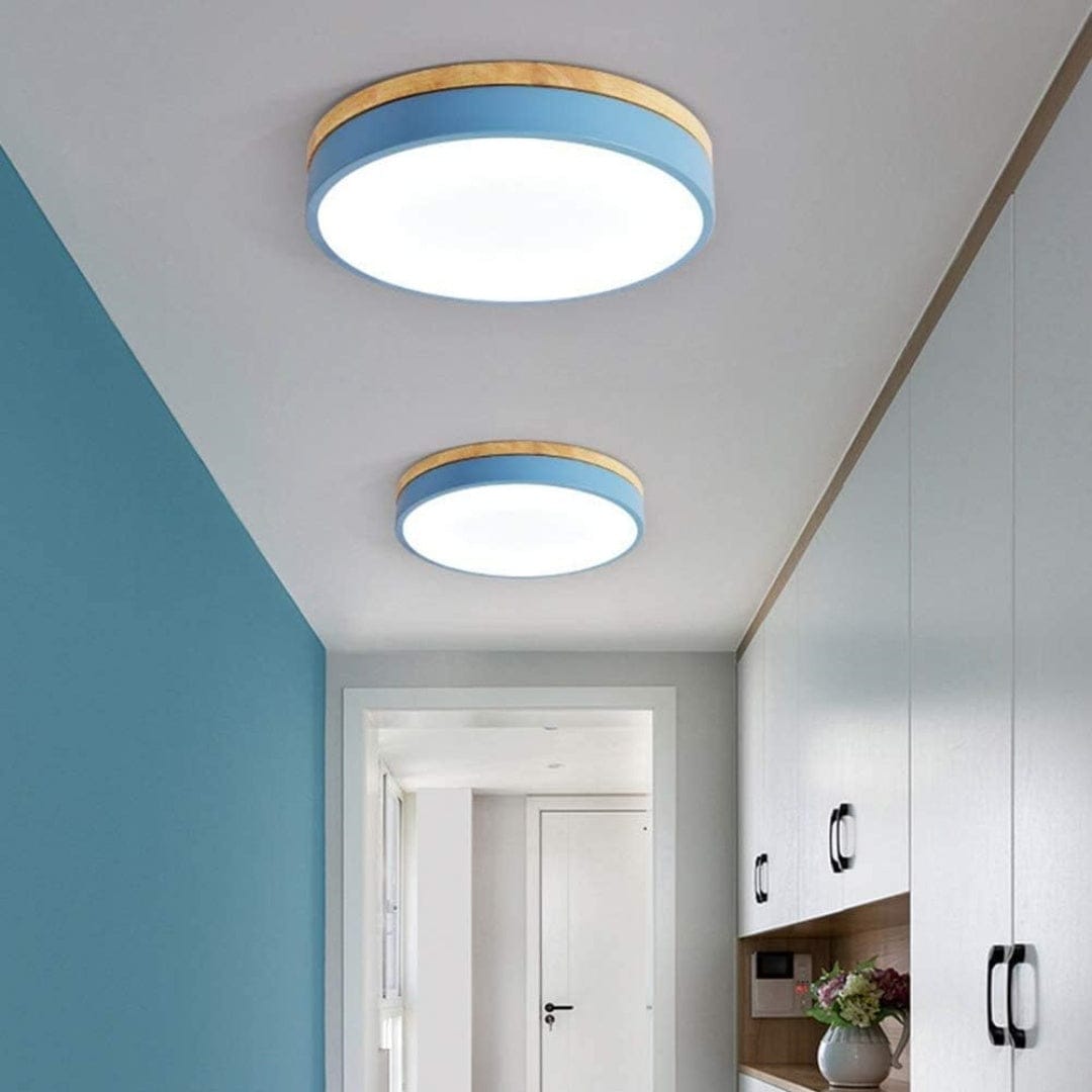 Round Wooden Flush Ceiling Light Boldenn