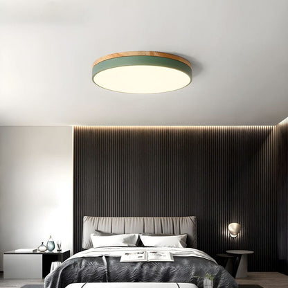 Round Wooden Flush Ceiling Light Boldenn