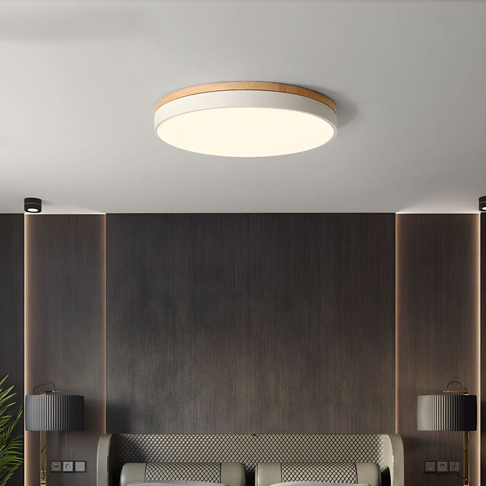 Round Wooden Flush Ceiling Light Boldenn