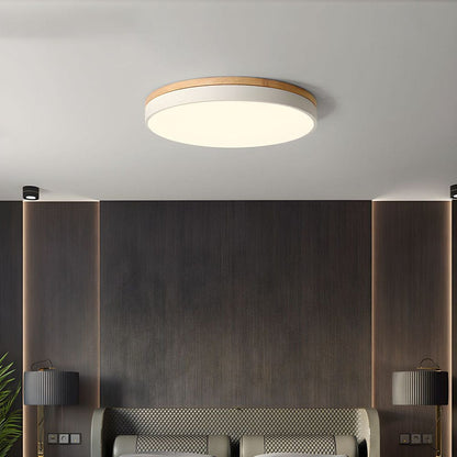 Round Wooden Flush Ceiling Light Boldenn