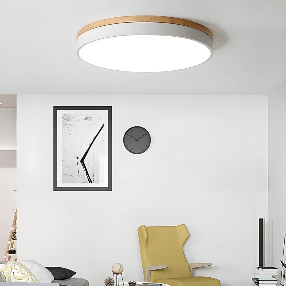 Round Wooden Flush Ceiling Light Boldenn