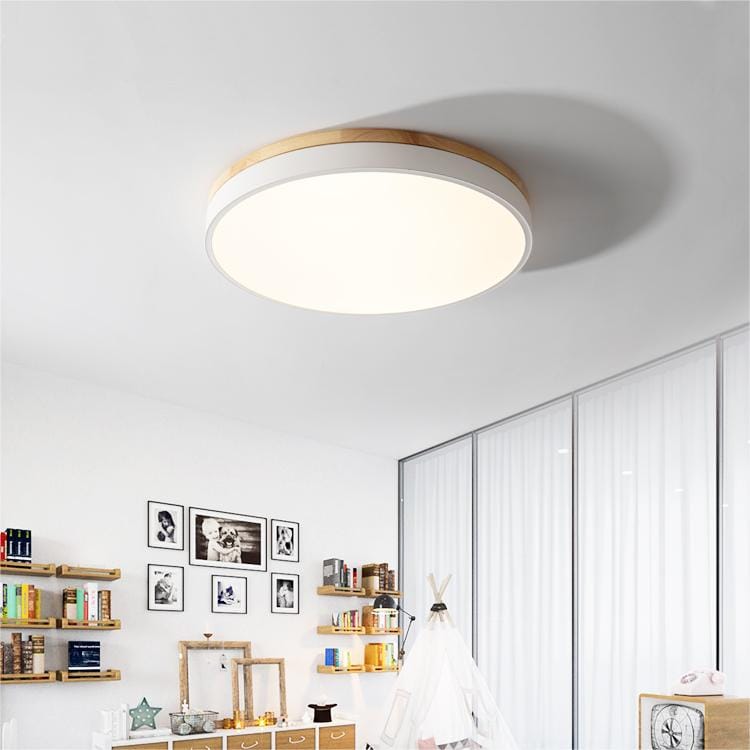 Round Wooden Flush Ceiling Light Boldenn