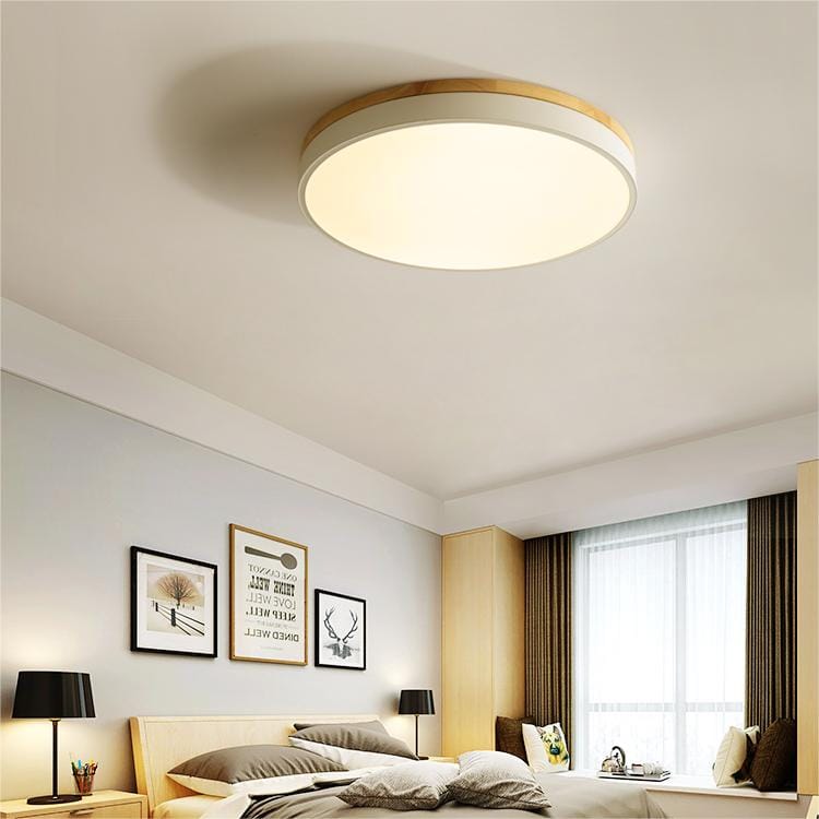Round Wooden Flush Ceiling Light Boldenn