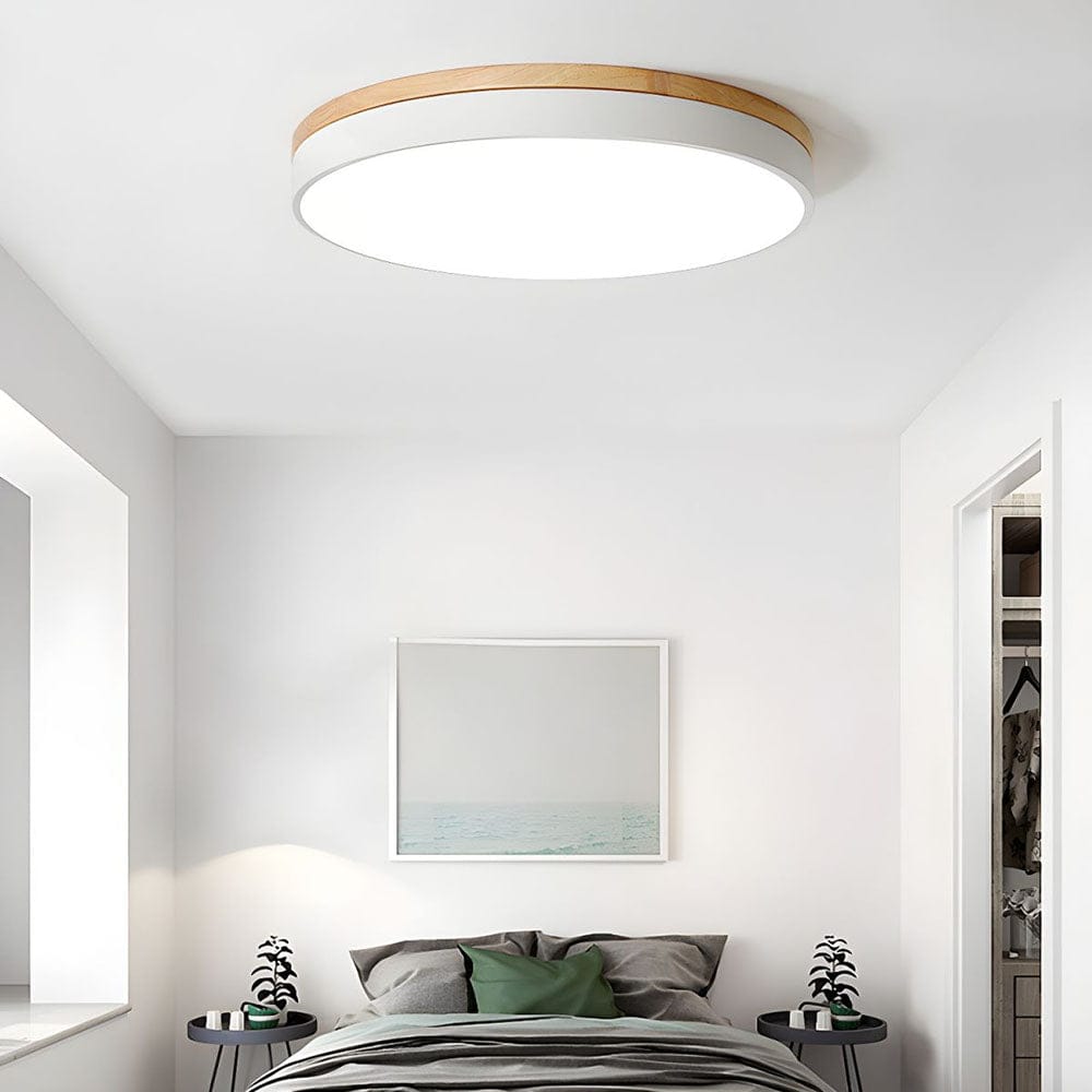 Round Wooden Flush Ceiling Light Boldenn