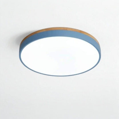 Round Wooden Flush Ceiling Light Boldenn