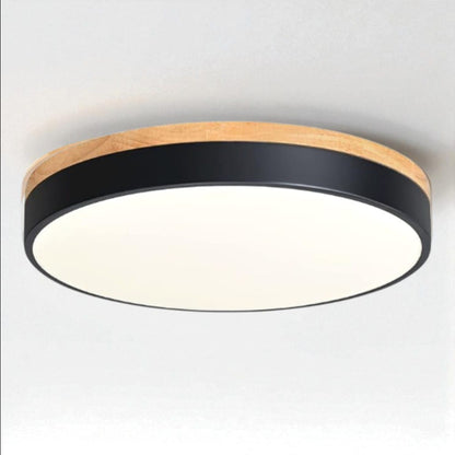 Round Wooden Flush Ceiling Light Boldenn