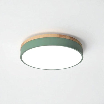 Round Wooden Flush Ceiling Light Boldenn