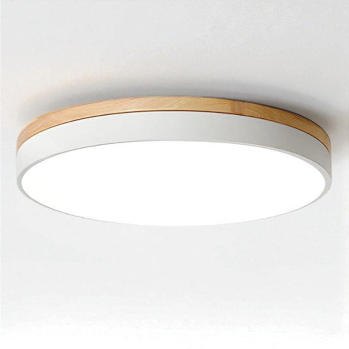 Round Wooden Flush Ceiling Light Boldenn