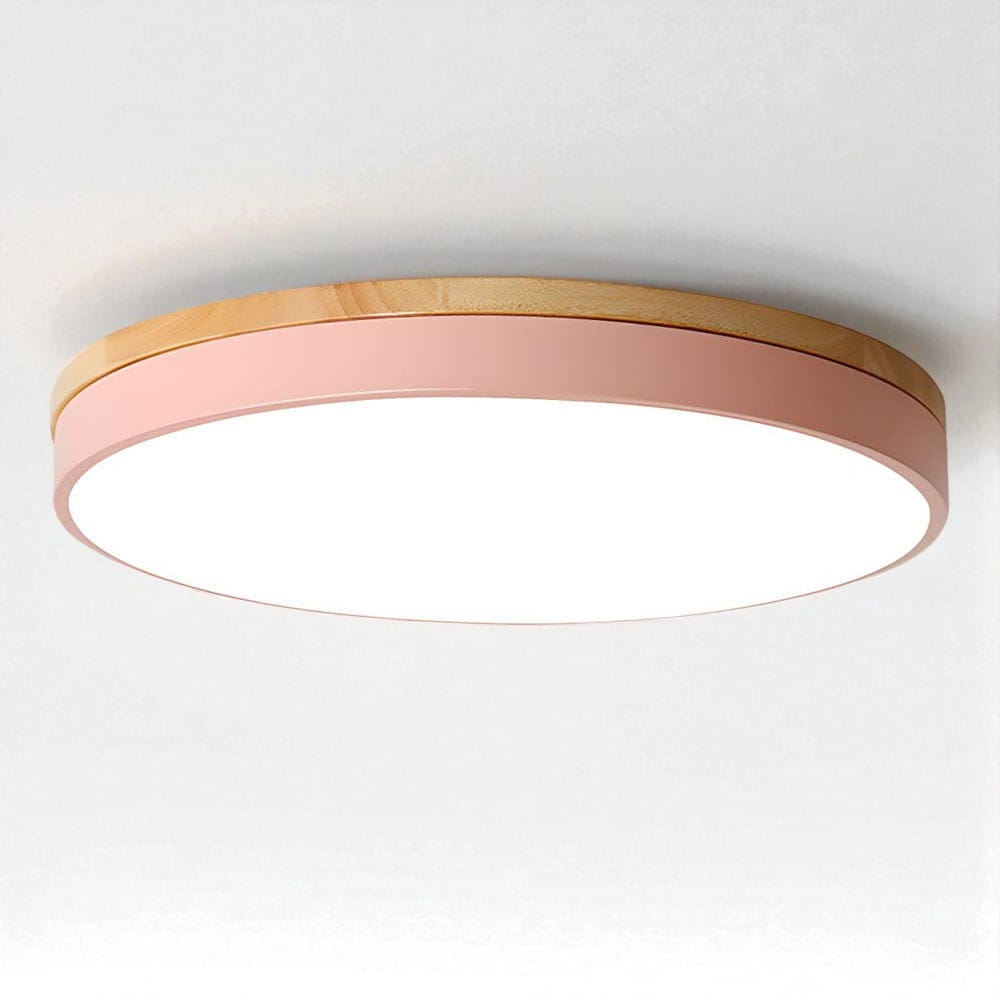 Round Wooden Flush Ceiling Light Boldenn