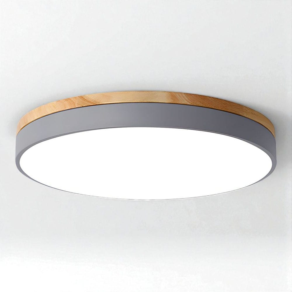 Round Wooden Flush Ceiling Light Boldenn