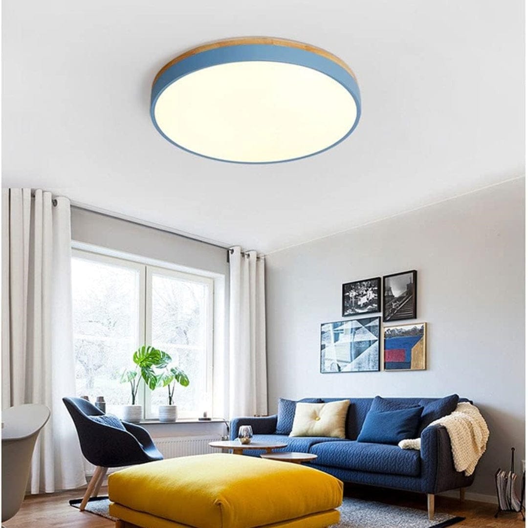 Round Wooden Flush Ceiling Light Boldenn