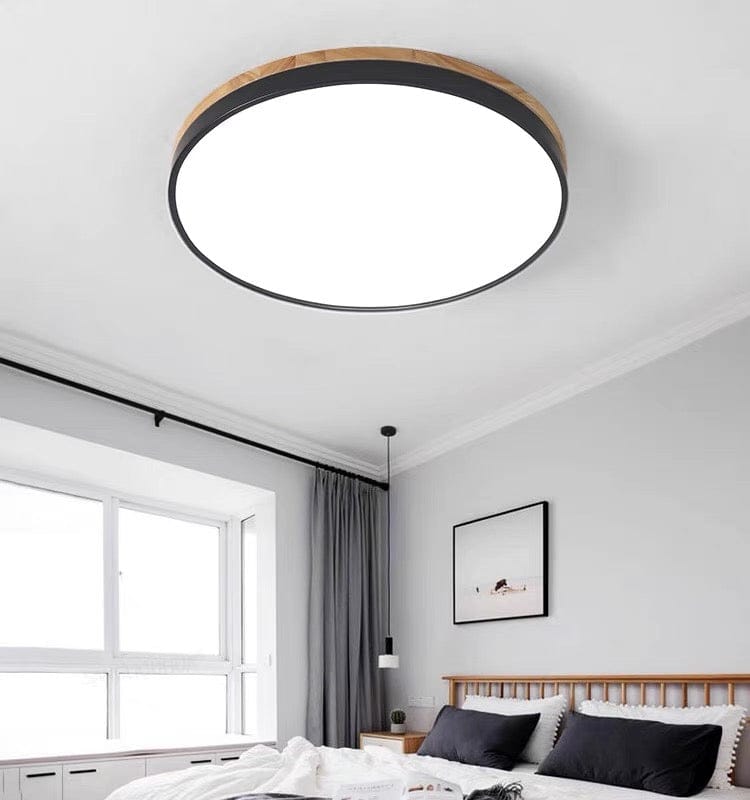Round Wooden Flush Ceiling Light Boldenn