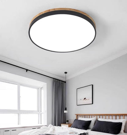 Round Wooden Flush Ceiling Light Boldenn