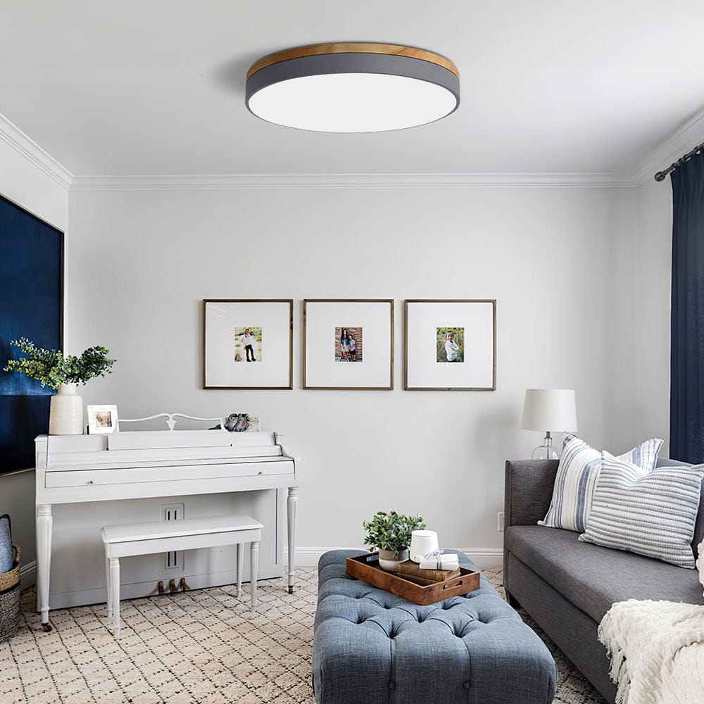 Round Wooden Flush Ceiling Light Boldenn