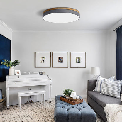 Round Wooden Flush Ceiling Light Boldenn