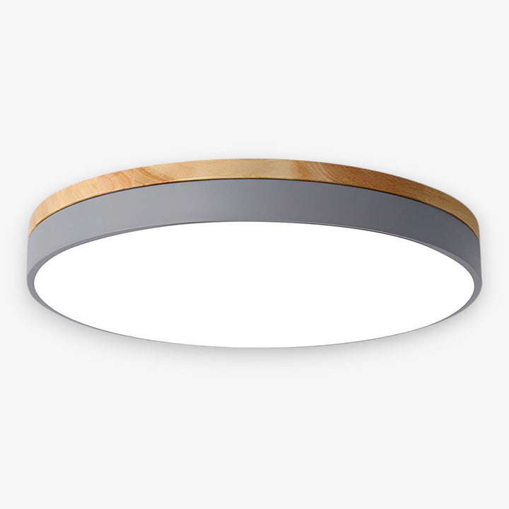 Round Wooden Flush Ceiling Light