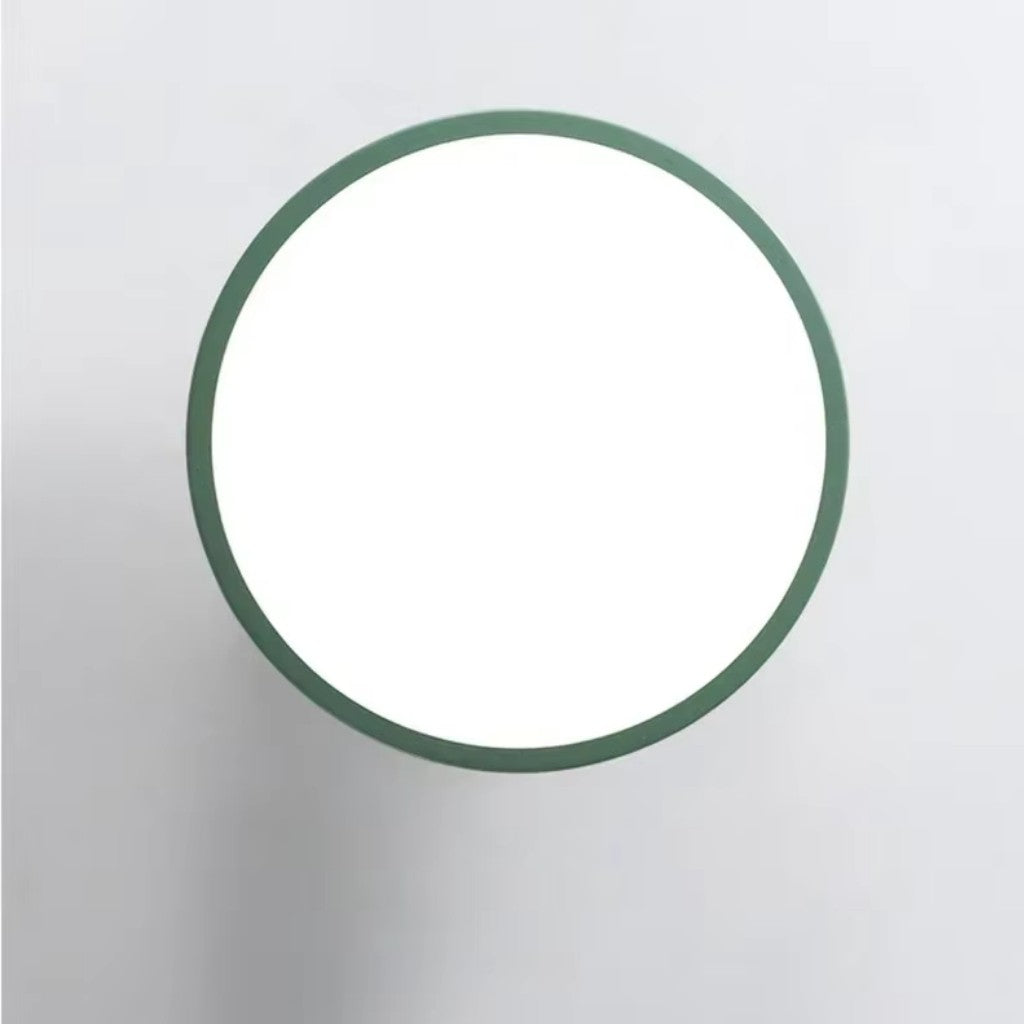 Scandinavian Round Semi Flush Ceiling Light with Wooden Base