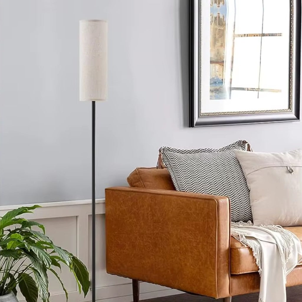 Scandinavian Linen Floor Lamp – Fabric Shade