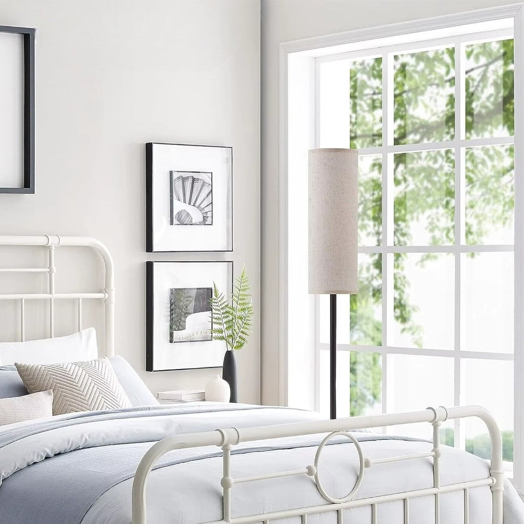 Scandinavian Linen Floor Lamp – Fabric Shade