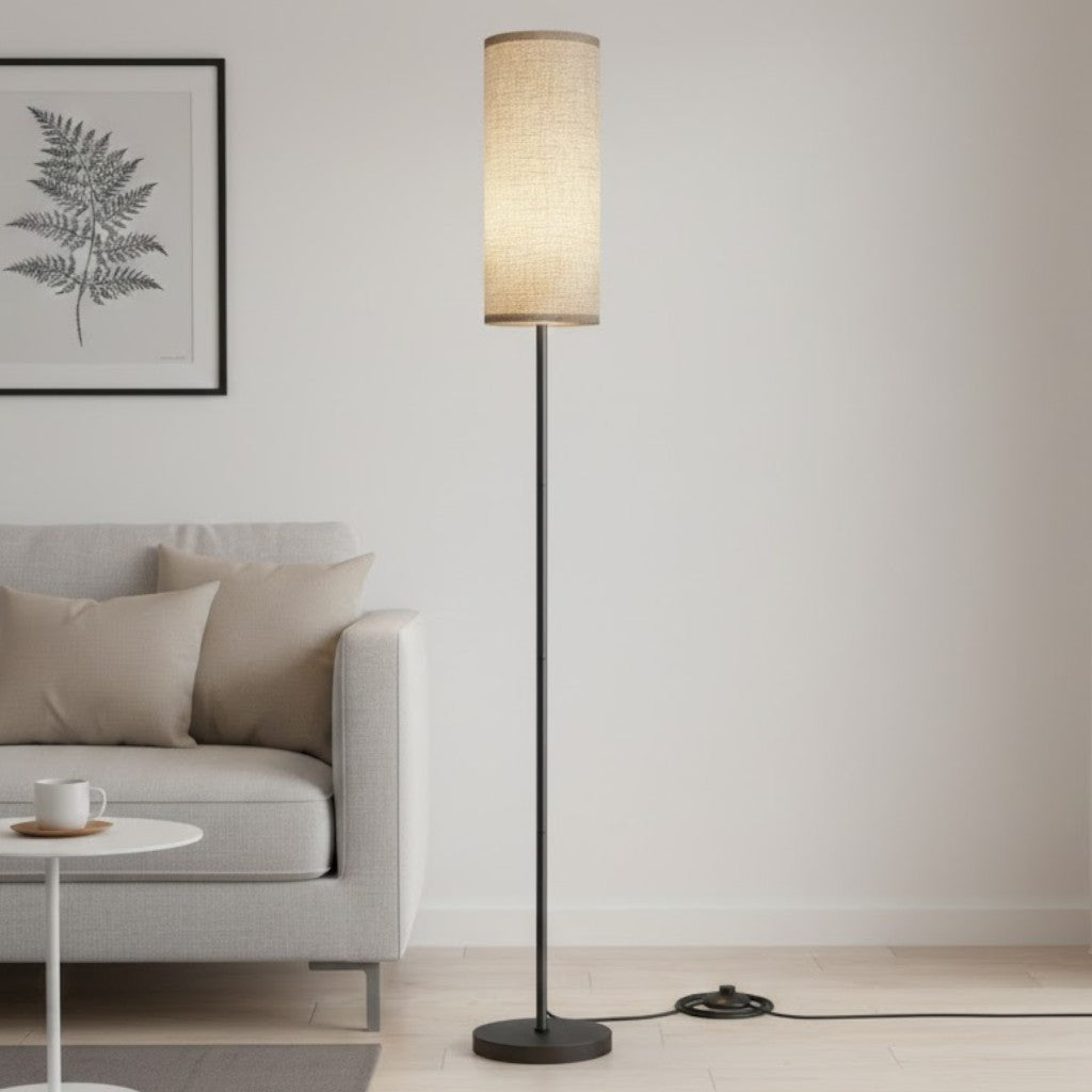 Scandinavian Linen Floor Lamp – Fabric Shade