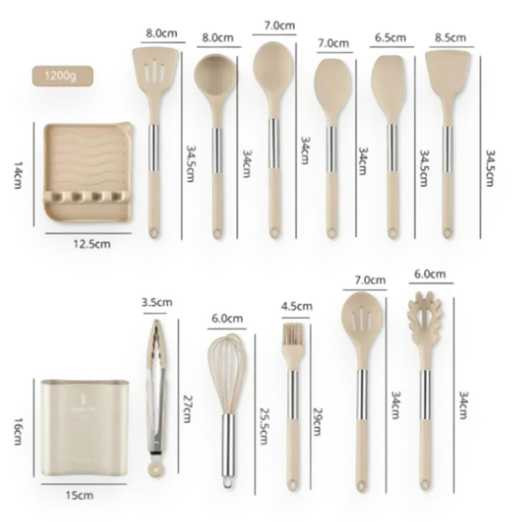 Scandinavian Silicone Kitchen Utensil Set – 13 Piece Boldenn