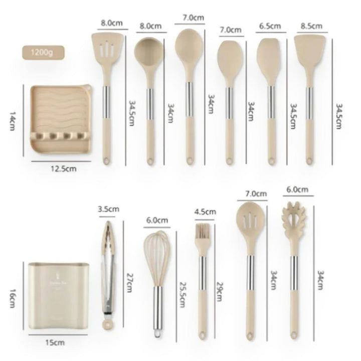 Scandinavian Silicone Kitchen Utensil Set – 13 Piece Boldenn