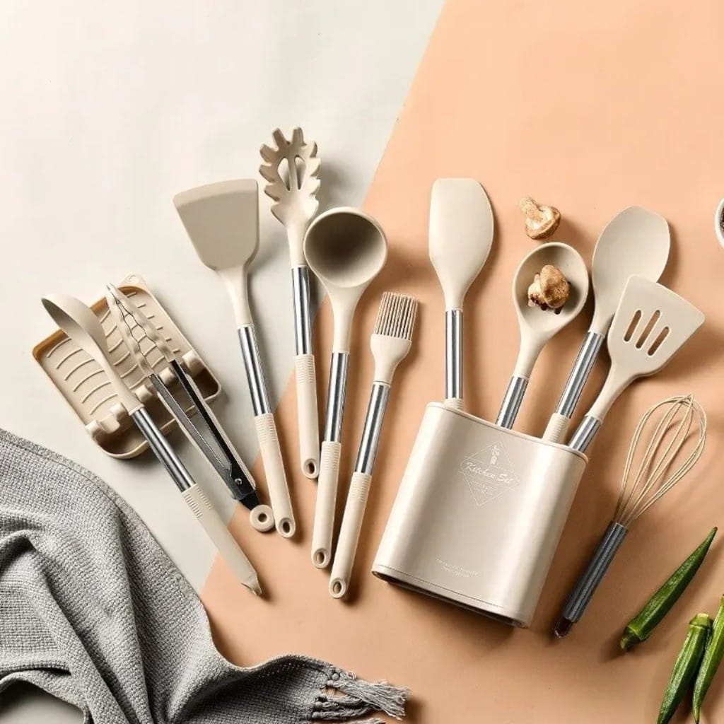 Scandinavian Silicone Kitchen Utensil Set – 13 Piece Boldenn
