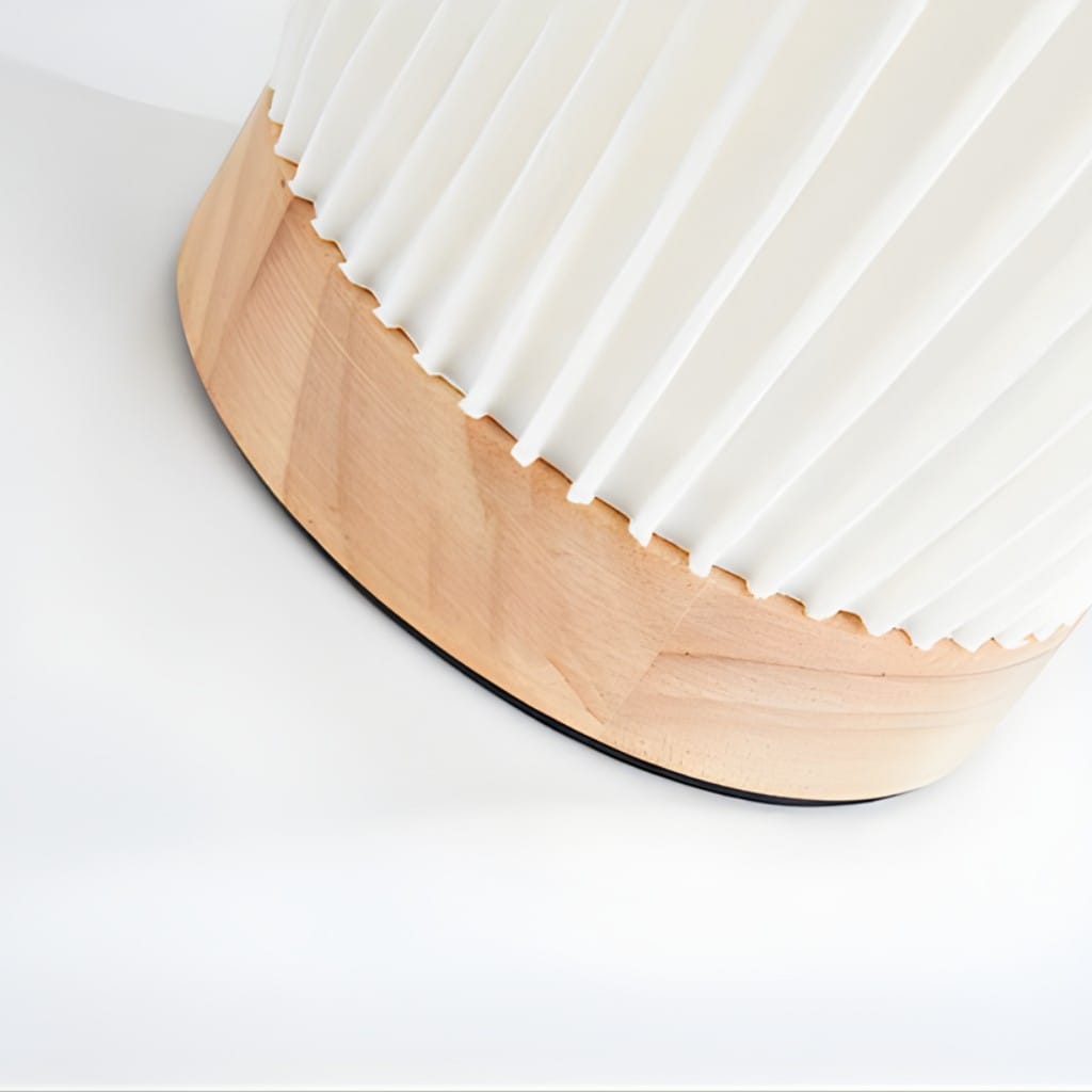 Sculpted Wave Bedside Lamp with Wooden Base Boldenn