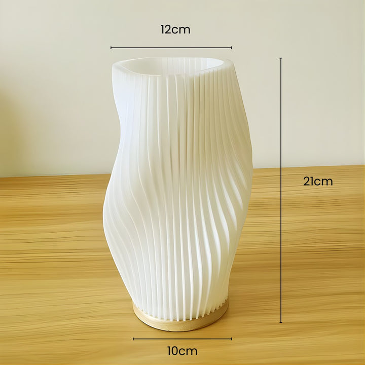 Sculpted Wave Bedside Lamp with Wooden Base