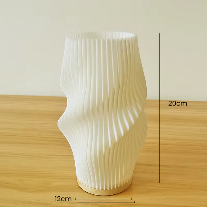 Sculpted Wave Bedside Lamp with Wooden Base