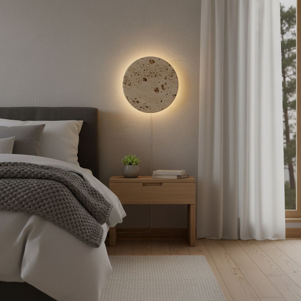 Travertine Stone Round Wall Lamp