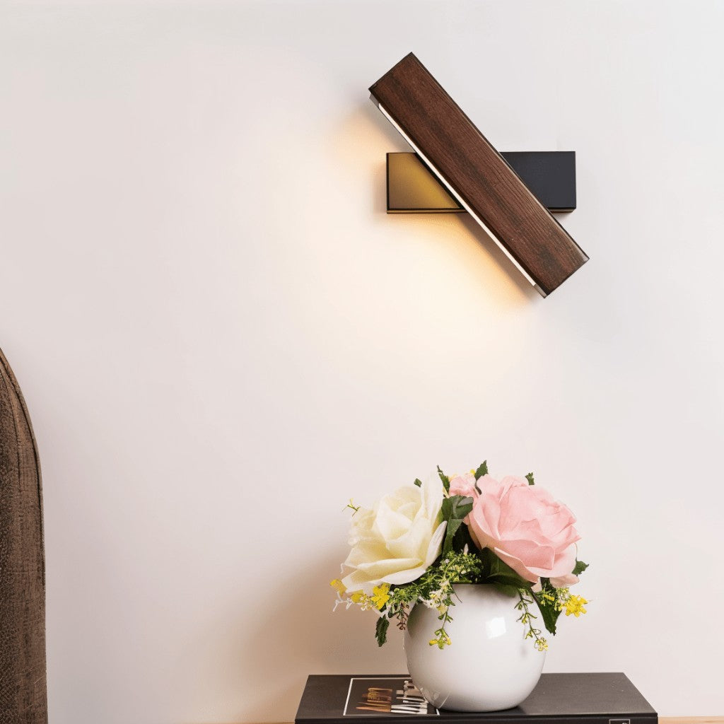 Swiveling Wooden Wall Sconce