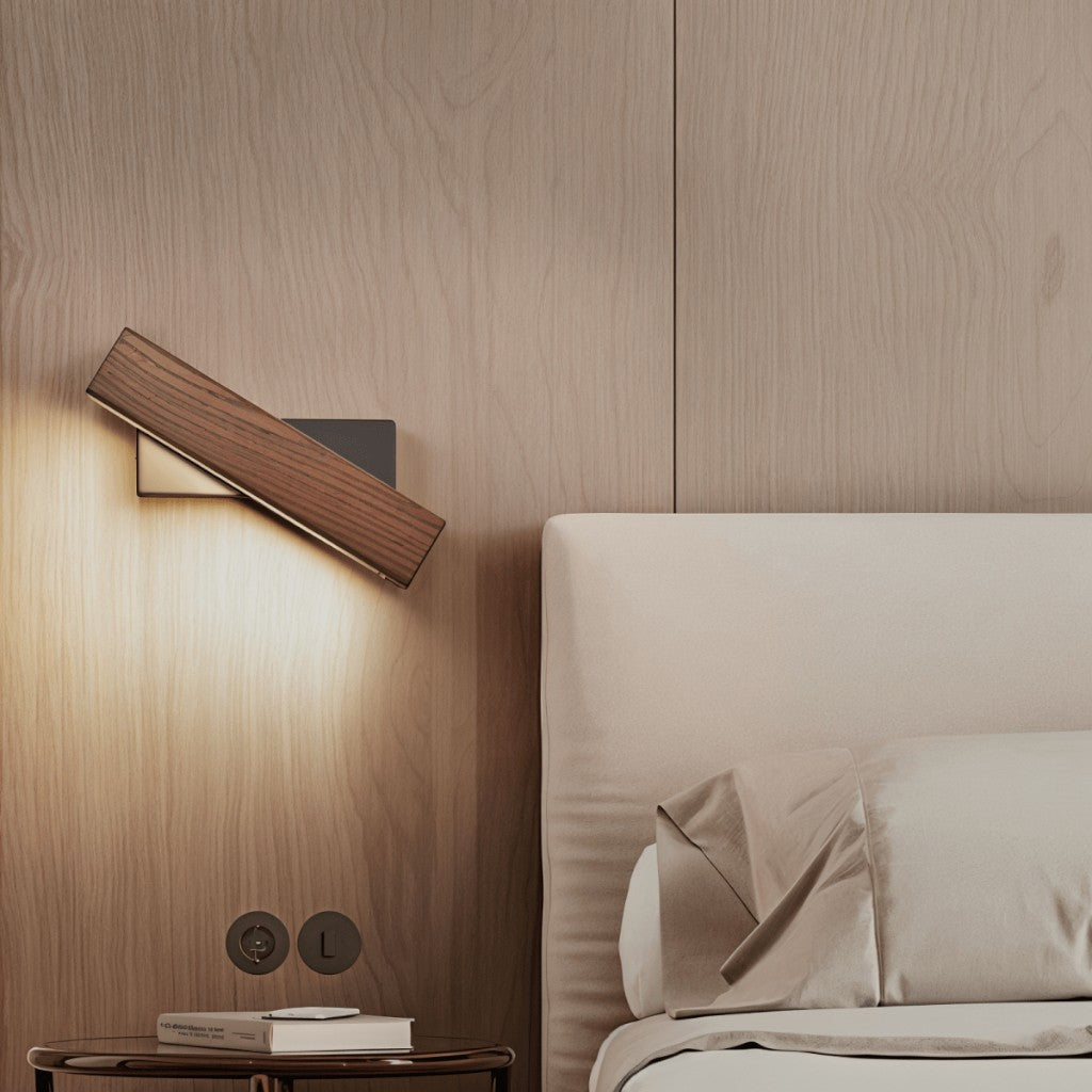 Swiveling Wooden Wall Sconce