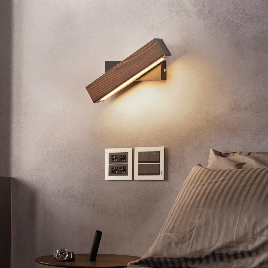 Swiveling Wooden Wall Sconce